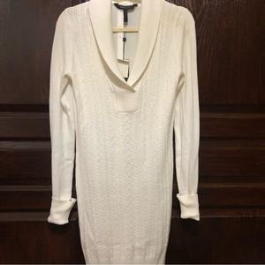 BCBG MAXAZRIA Cable knit Shawl collared dress